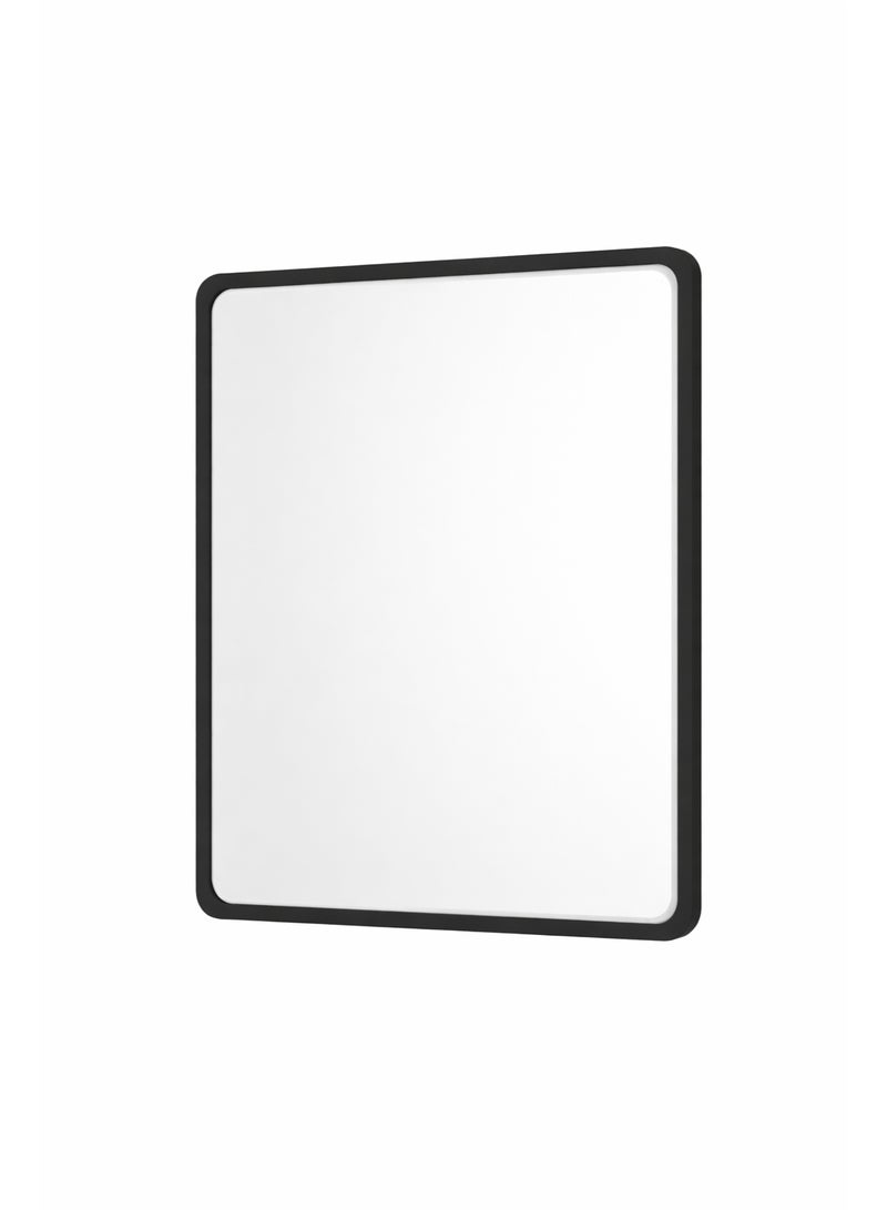 Primanova Wall Mounted Bathroom Mirror 60 × 80 cm Rectangular With Rounded Corners Matte Plastic Frame HD Glass Reversible Design For Vanity And Wash Basin (Black) - Image 1